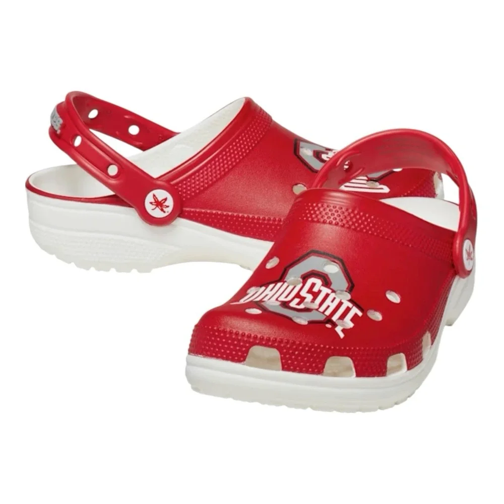 Crocs Ohio State Buckeyes Classic Clogs Mens‎ 6 Womens 8 Red/White Slip On Shoes